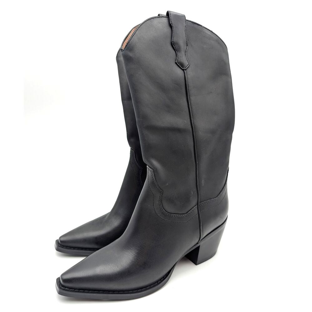 Jeffrey Campbell Dagget Pointed Toe Western Boots Women's Black Size US7 EU37.5